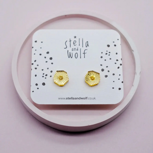 Stella and Wolf - Gold Abstract Sunburst Earrings